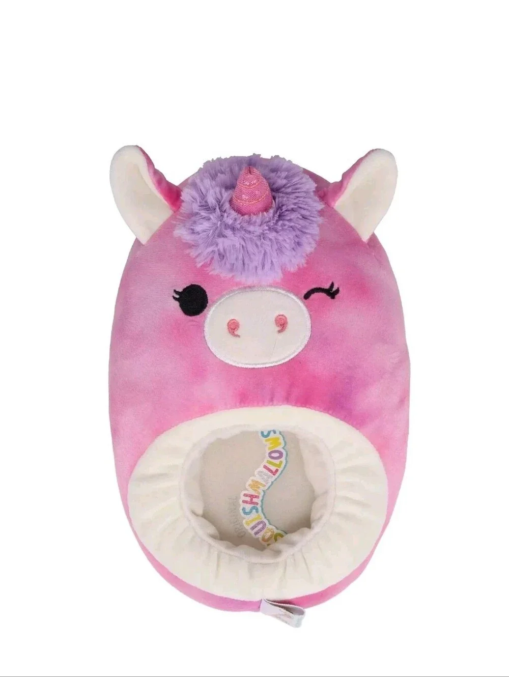 Squishmallows Lola Kids Pink Unicorn Plush Slippers Size 11-12